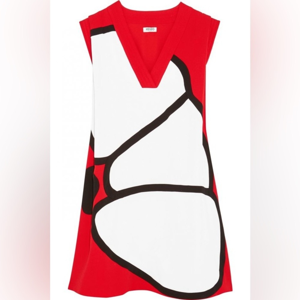 Kenzo Red and White Graphic Mini Dress